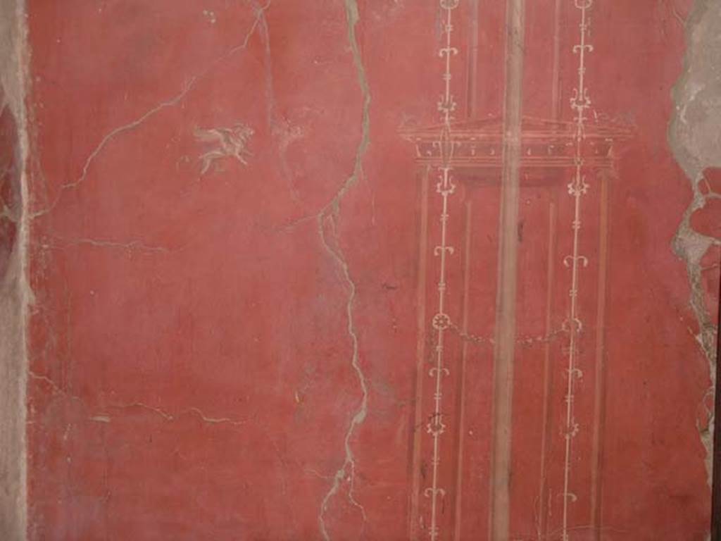 III.14, Herculaneum. April 2005. Cubiculum 1, detail from north-east corner of east wall. 
Photo courtesy of Nicolas Monteix.